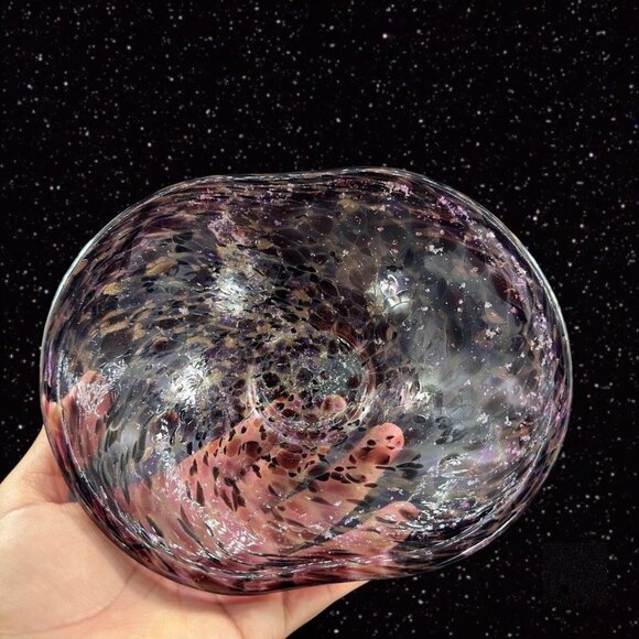 Julia Knight ARGENTO Amethyst Purple Oval Bowl Dish With Silver Flecks Signed - Picture 14 of 16